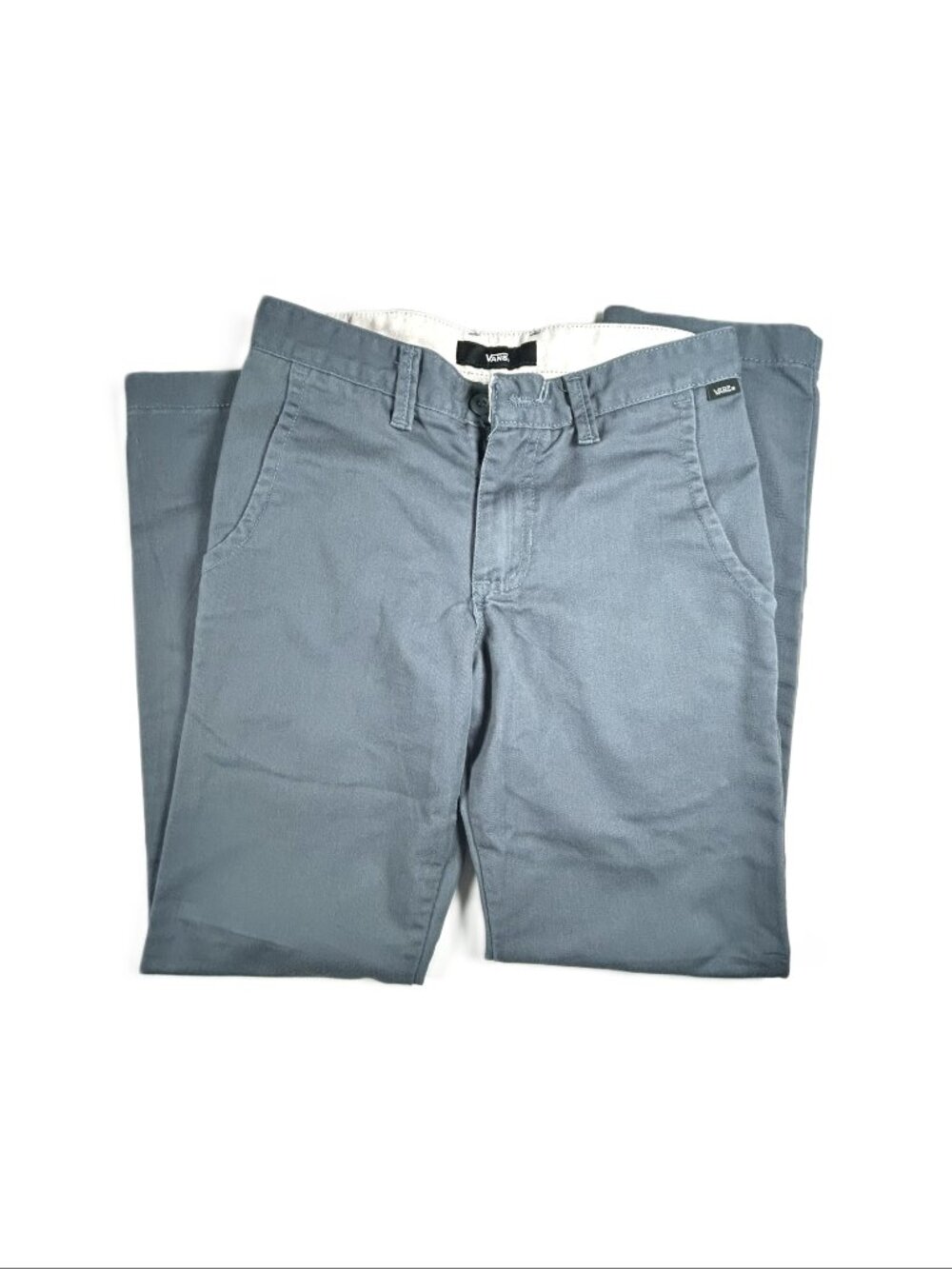 2 Pairs Vans Boys Chinos Blue/Steel Grey Size 27 - Picture 3 of 15